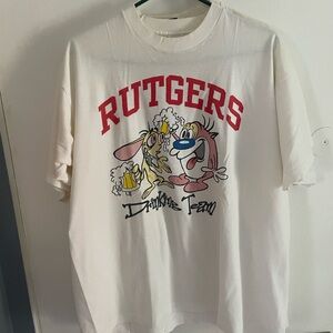 1990s Ren& Stimpy Rutgers Drinking Team Graphic Tee